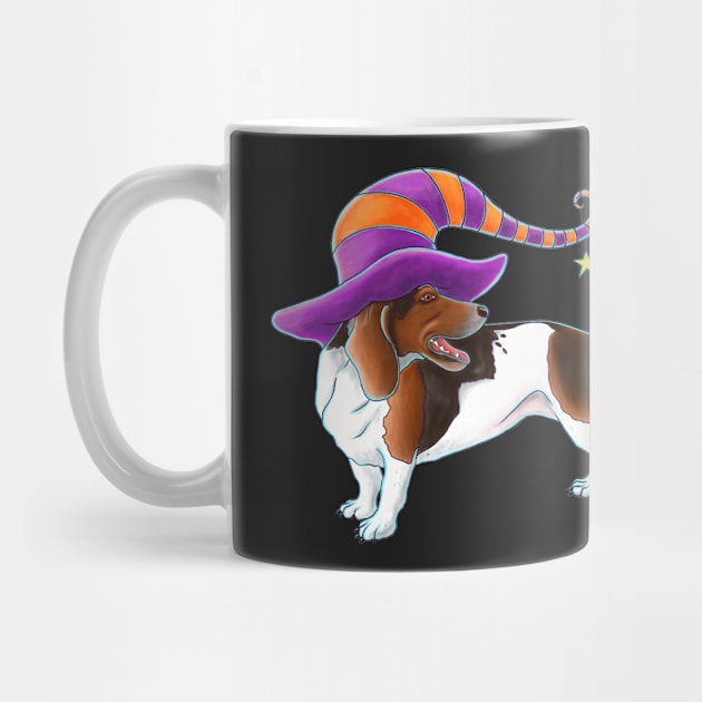 Basset Hound Halloween Witch Hat by dragonstarart